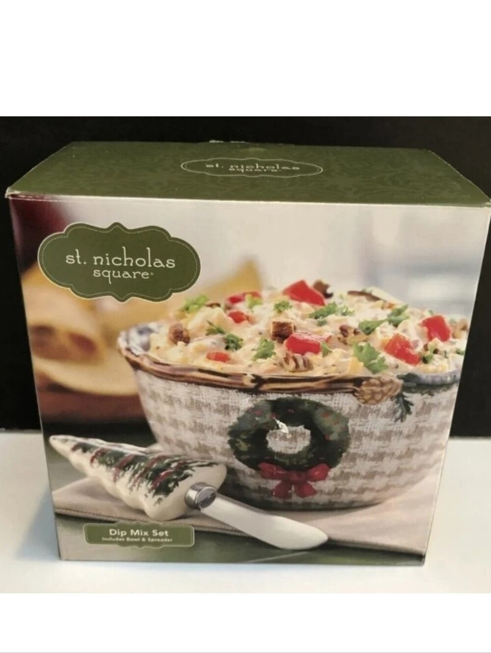 St. Nicholas Square Snow Valley Dip Mix Set Christmas Tree Wreath NIB